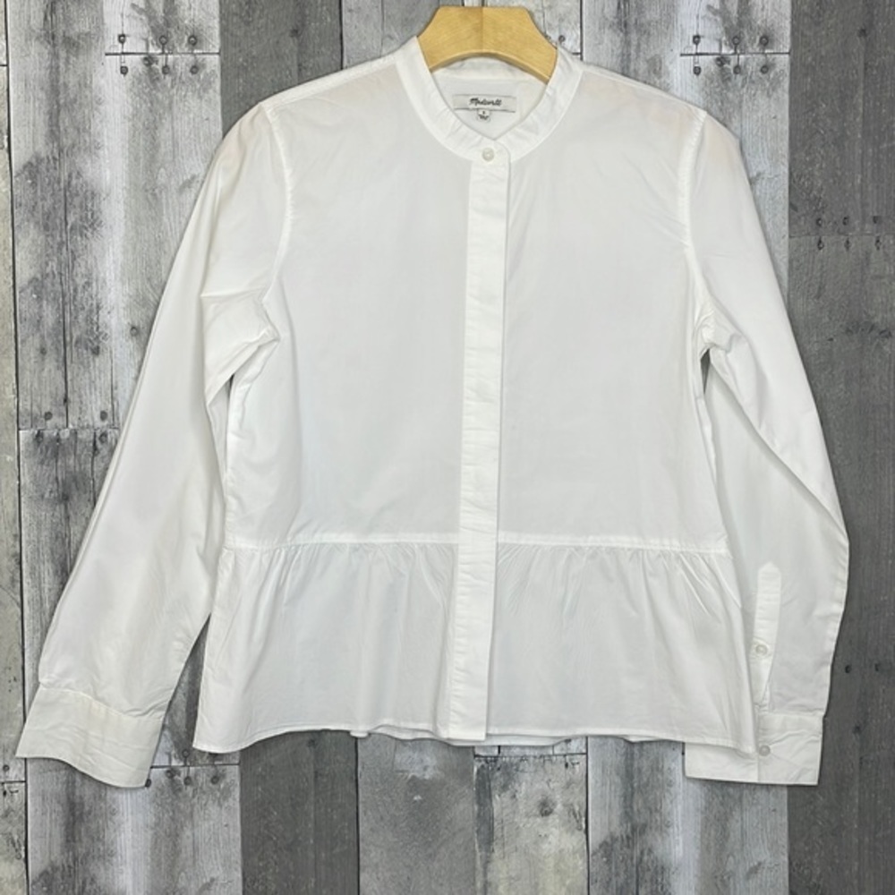𝅺madewell white cotton button down long sleeve top. Small. Excellent condition